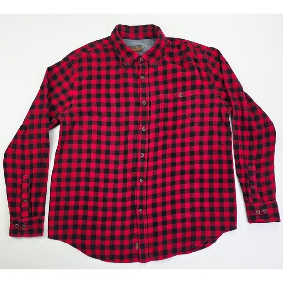 Northwest Territory Size Large Mens Red Black Flannel Button Down Logo Tag Shirt - Picture 5 of 10